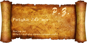 Petyka Zámor névjegykártya